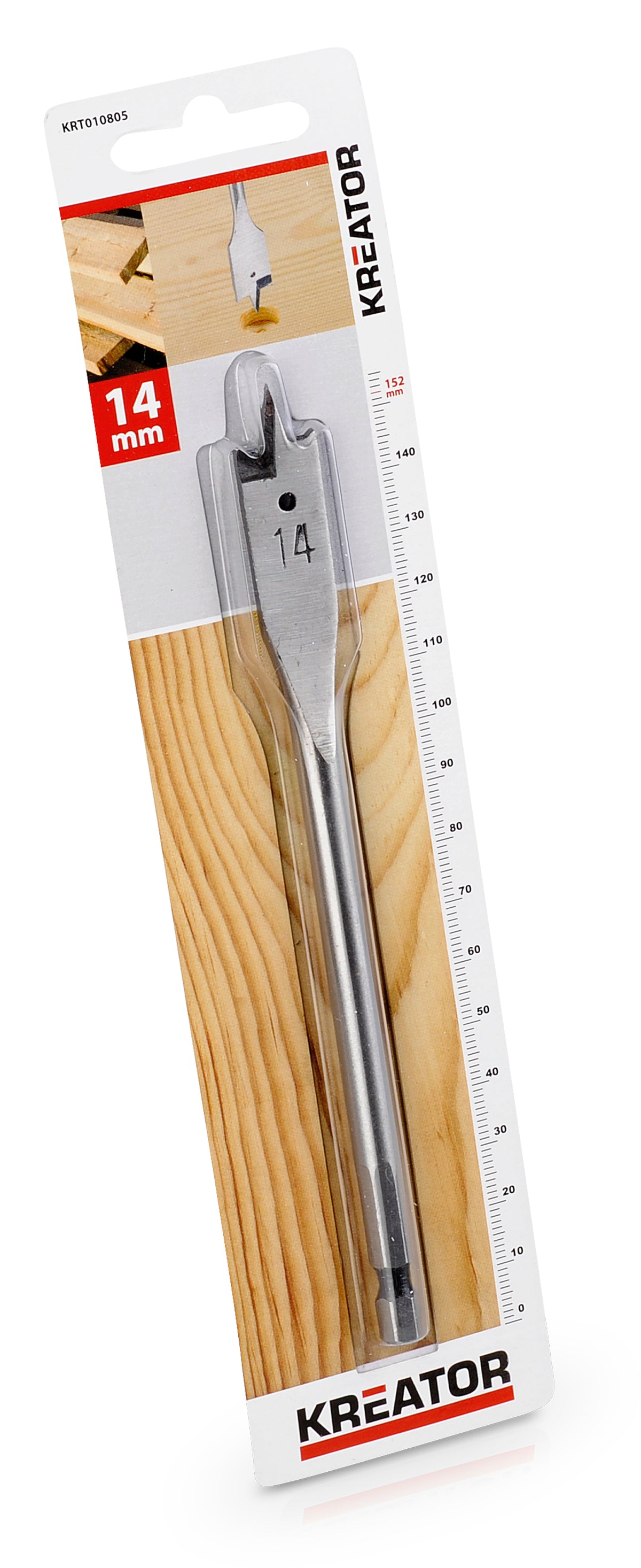 Fladbor Ø 14 × 152 mm med sekskantskaft