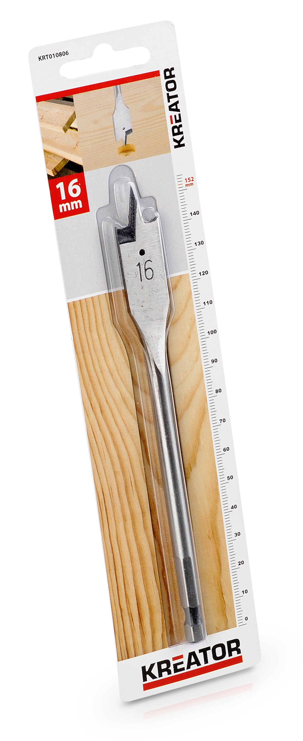Fladbor Ø 16 × 152 mm med sekskantskaft