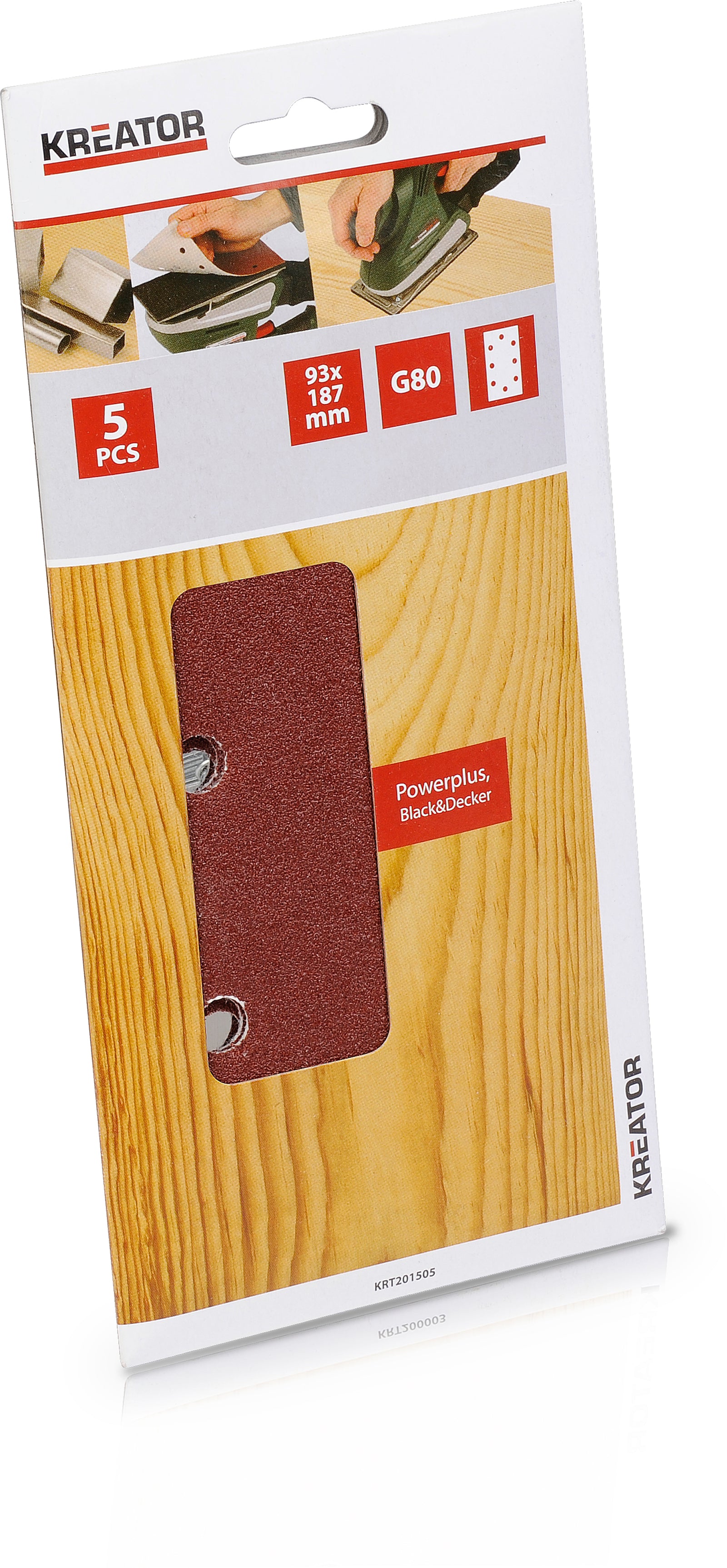 Slibepapir 93 x185 mm K80 5 stk velcro