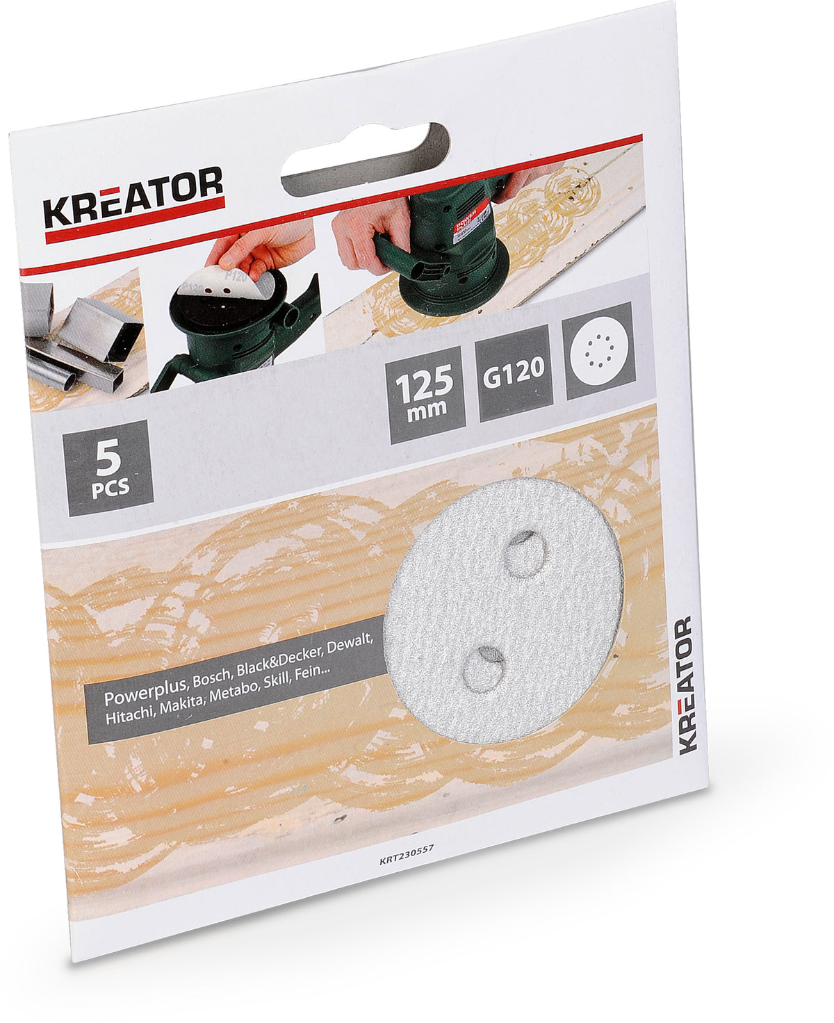 Slibepapir Ø 125 mm K120 til excenterslibere – 5 stk.