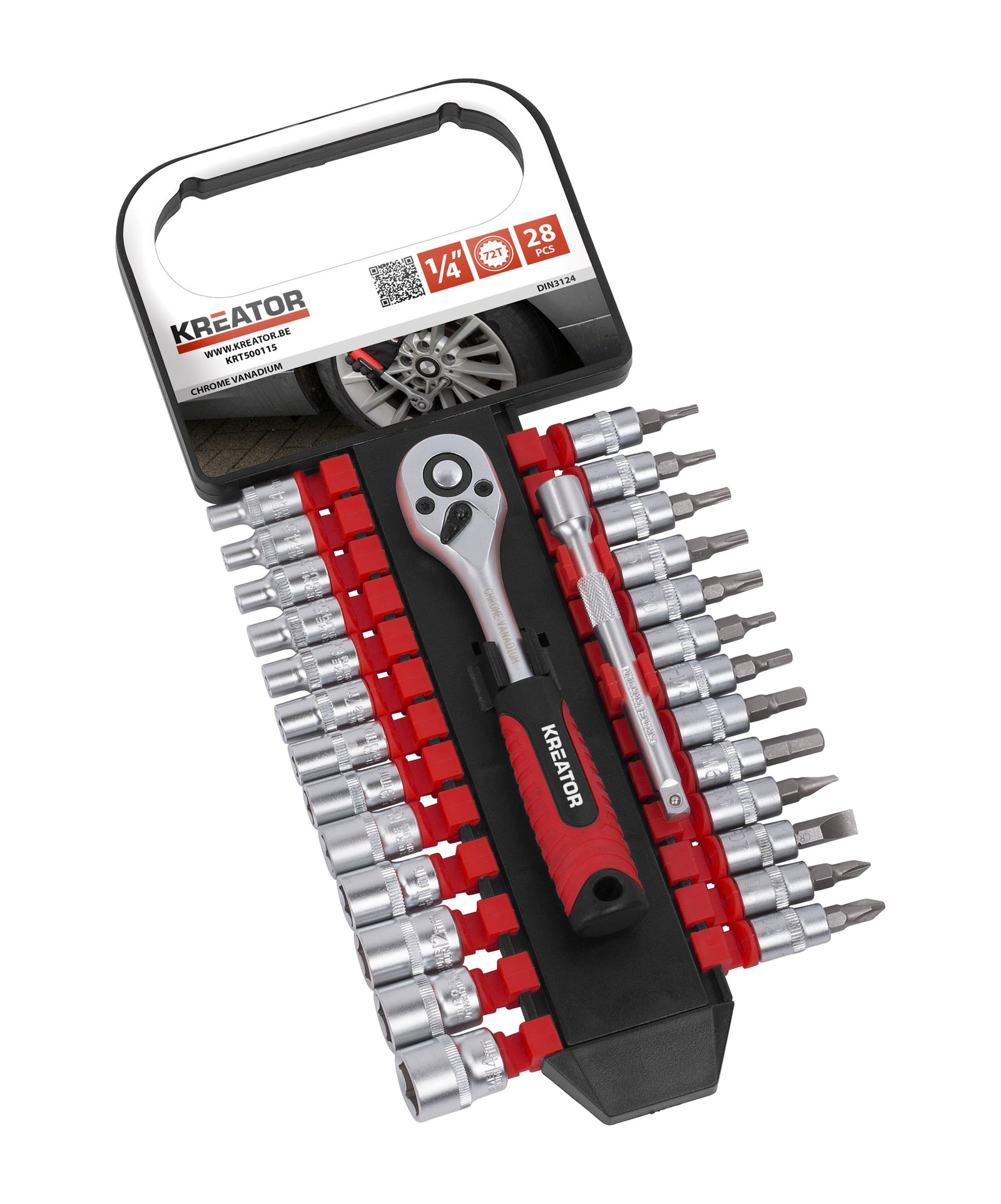 Topnøglesæt 1/4 28 dele 4-14 mm