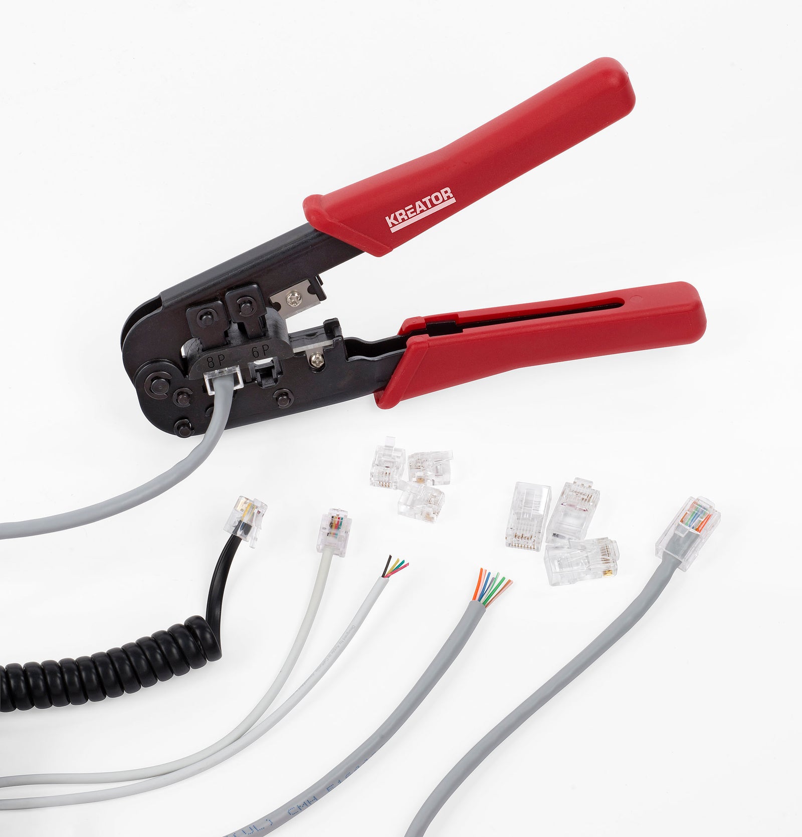 Krympetang til netværksstik RJ11, RJ12 og RJ45