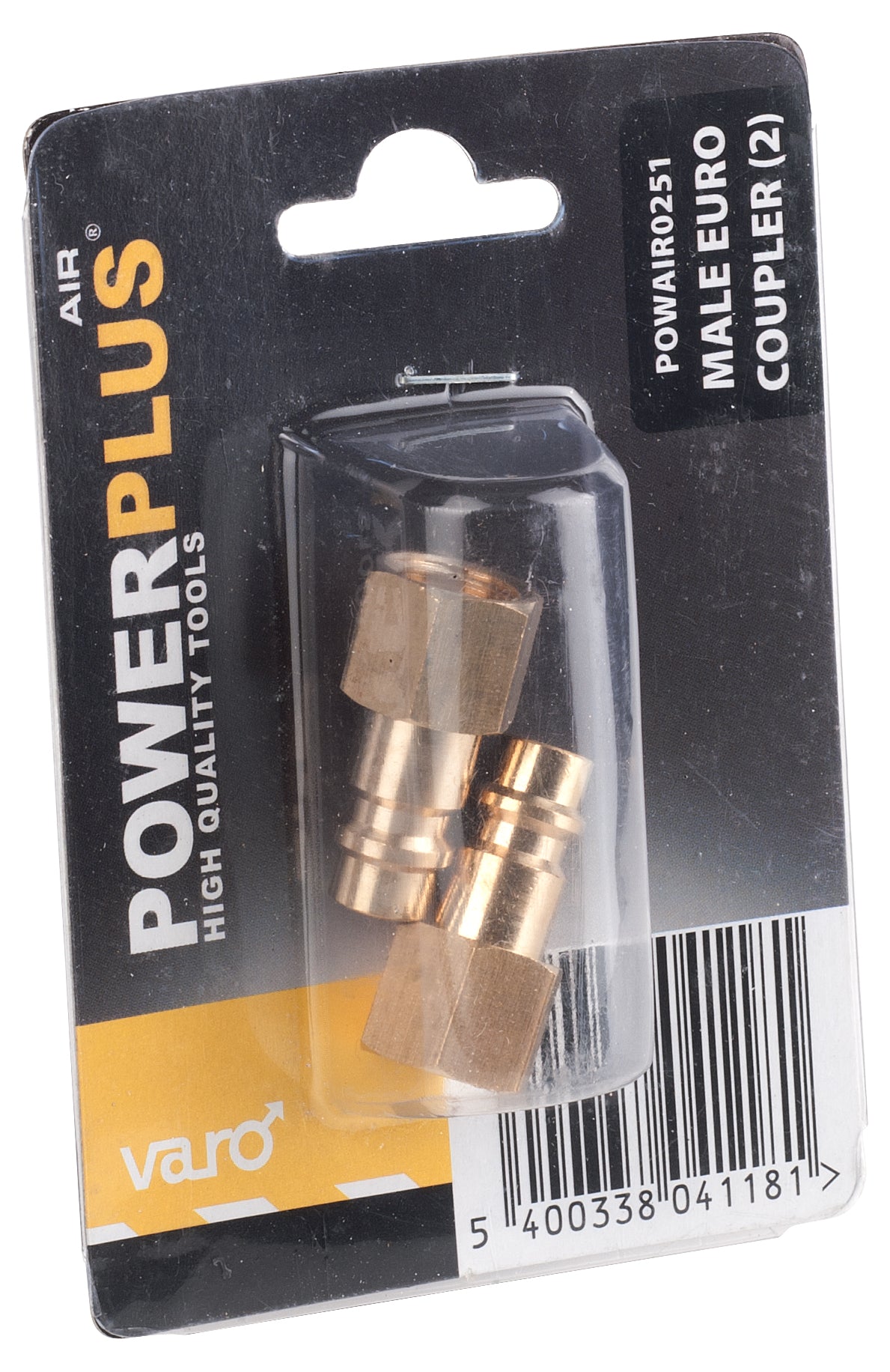 Han-nippel (Euro) 1/4" med indvendigt gevind – 2 stk.
