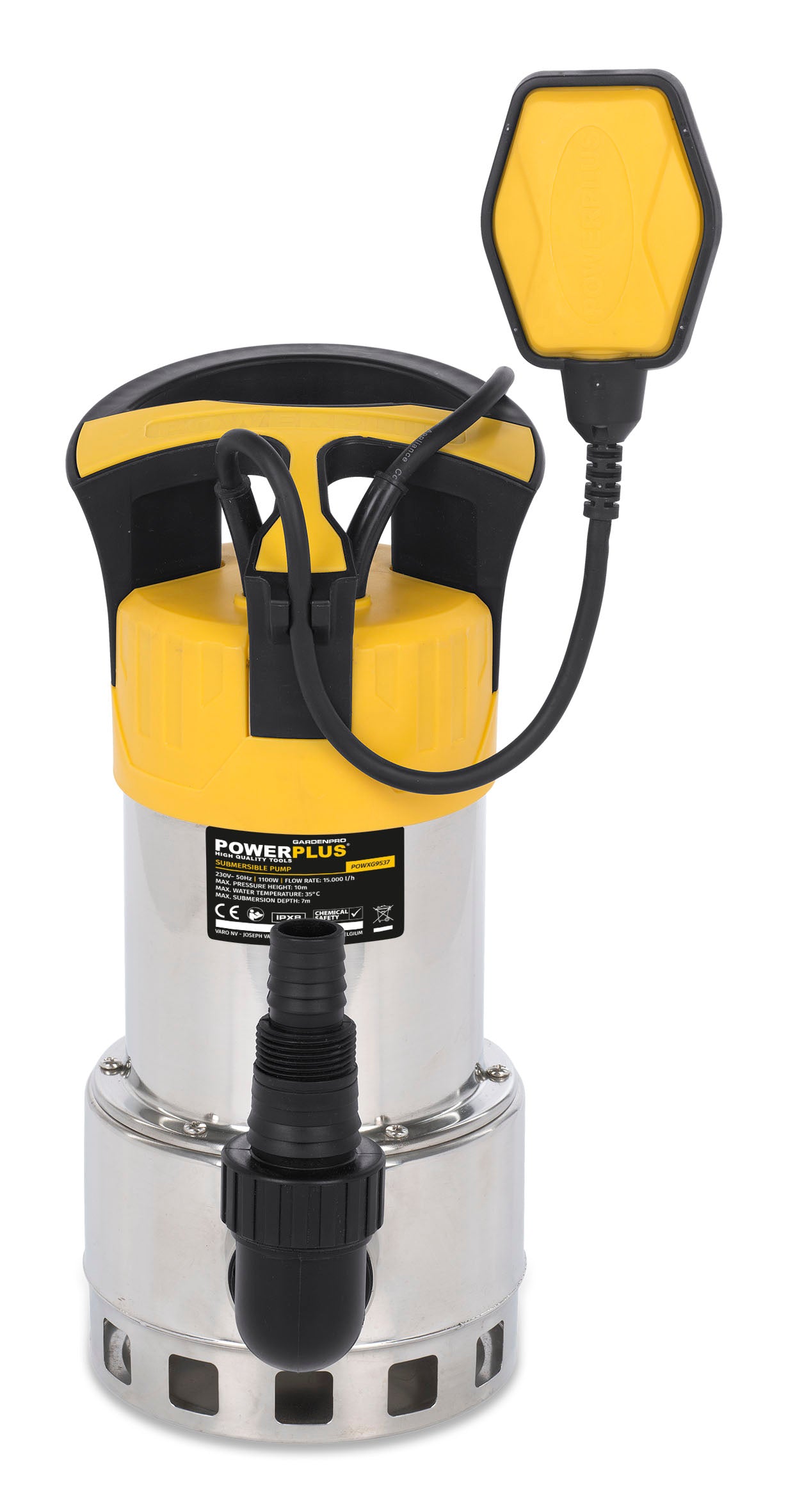 Rustfri dykpumpe 1100 watt, snavset vand