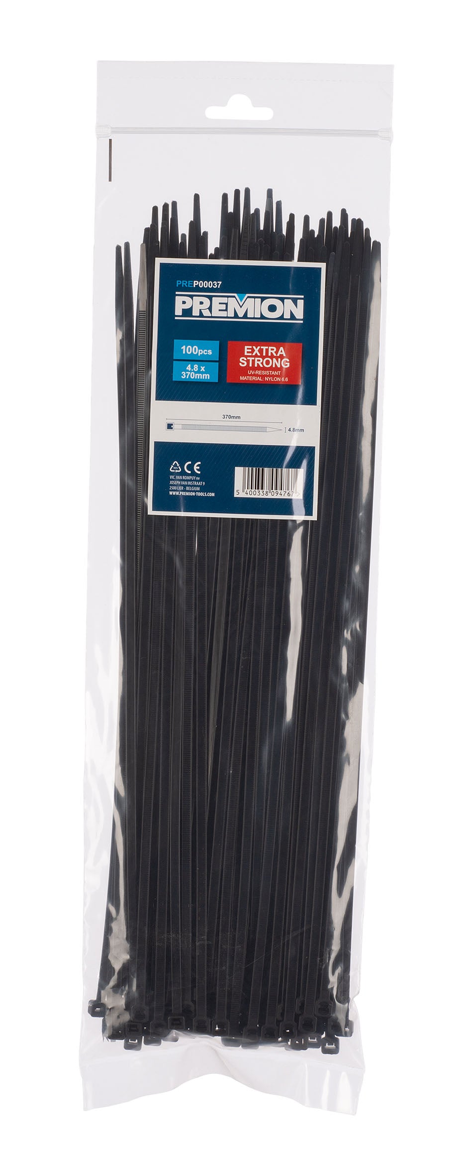 Kabelbinder 370 mm x 4,8 mm 100 stk. (sort)