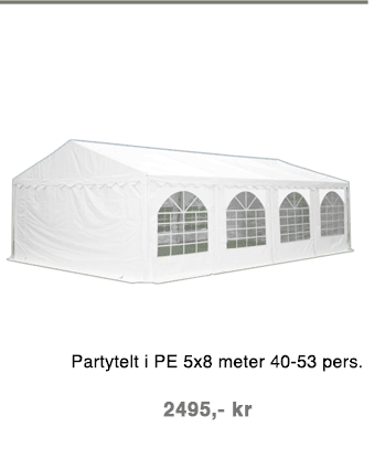 Partytelt i PE 5x8 meter 40-53 pers.