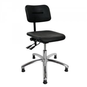 Dynamo arbejdsstol med sæde/ryg i pu-skum, faste fødder og indstilling af sæde- og ryg (420-550 mm) Diesella